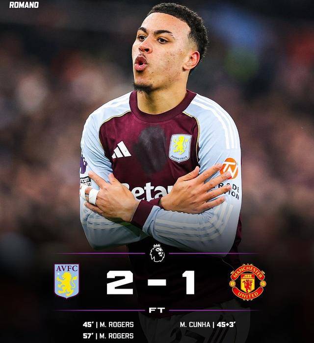 แอสตัน วิลล่า 2-1 แมนเชสเตอร์ ยูไนเต็ด! ดาวรุ่งวัย 23 ปีทำสองประตู! มูลค่าพุ่งสูงขึ้น 25 เท่าในสองปี โอกาสในฟุตบอลโลกสดใส_โรเจอร์ส_มอร์แกน_อังกฤษ